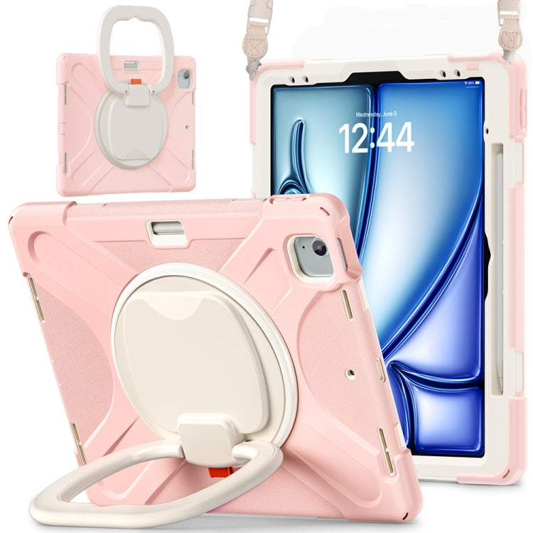 Silicone Hybrid PC Tablet Case with Holder & Shoulder Strap, For iPad Air 13 2026 / 2025 / 2024, For iPad Pro 13 2025 / 2024