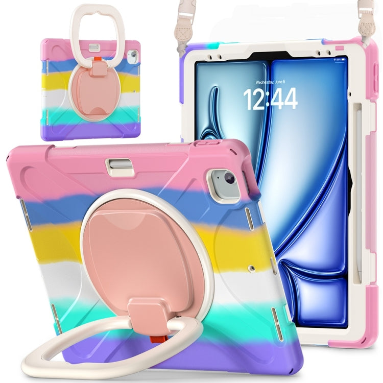 Silicone Hybrid PC Tablet Case with Holder & Shoulder Strap, For iPad Air 13 2026 / 2025 / 2024, For iPad Pro 13 2025 / 2024