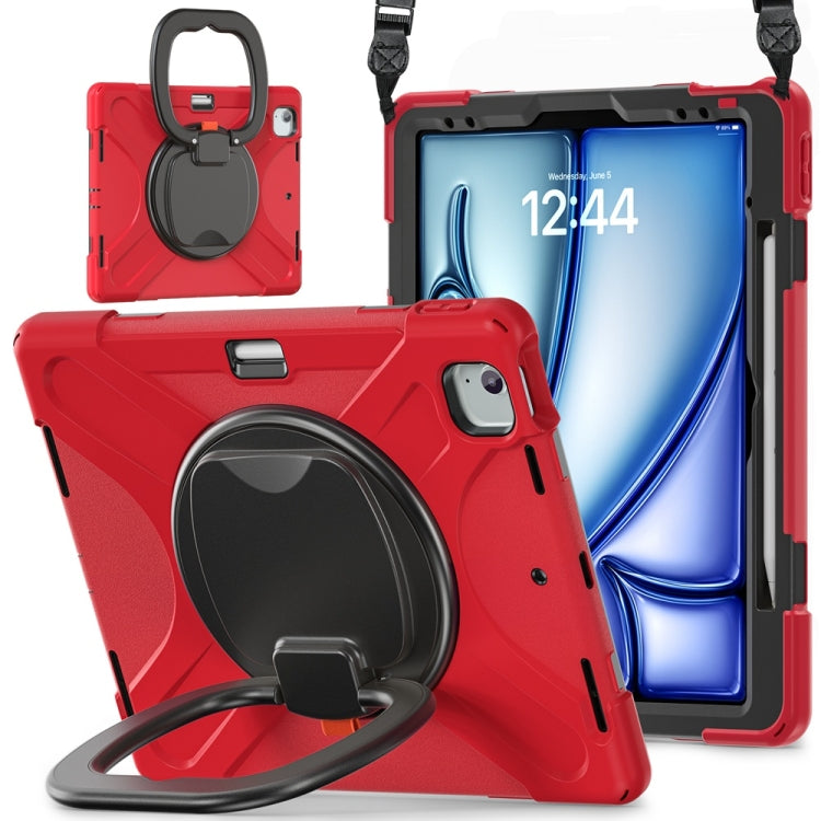 Silicone Hybrid PC Tablet Case with Holder & Shoulder Strap, For iPad Air 13 2026 / 2025 / 2024, For iPad Pro 13 2025 / 2024