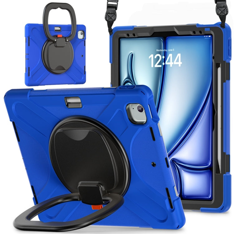 Silicone Hybrid PC Tablet Case with Holder & Shoulder Strap, For iPad Air 13 2026 / 2025 / 2024, For iPad Pro 13 2025 / 2024