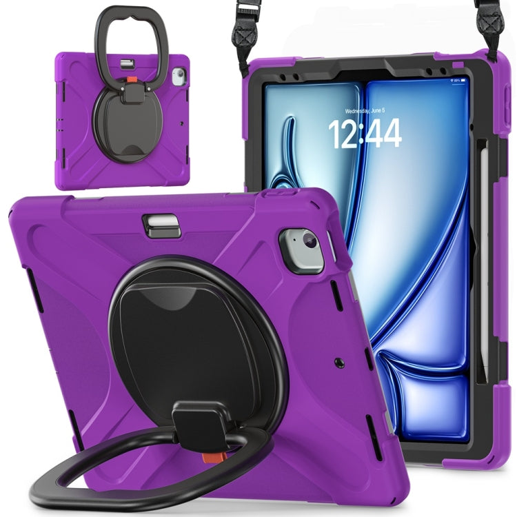 Silicone Hybrid PC Tablet Case with Holder & Shoulder Strap, For iPad Air 13 2026 / 2025 / 2024, For iPad Pro 13 2025 / 2024