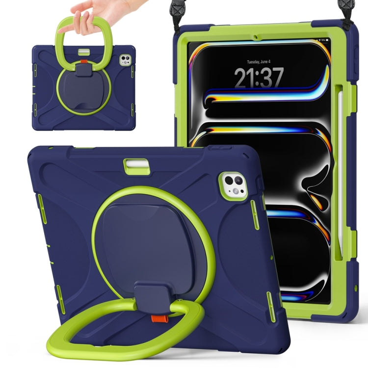 Silicone Hybrid PC Tablet Case with Holder & Shoulder Strap, For iPad Air 13 2026 / 2025 / 2024, For iPad Pro 13 2025 / 2024