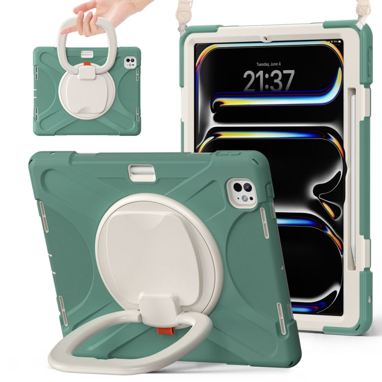 Silicone Hybrid PC Tablet Case with Holder & Shoulder Strap, For iPad Air 13 2026 / 2025 / 2024, For iPad Pro 13 2025 / 2024