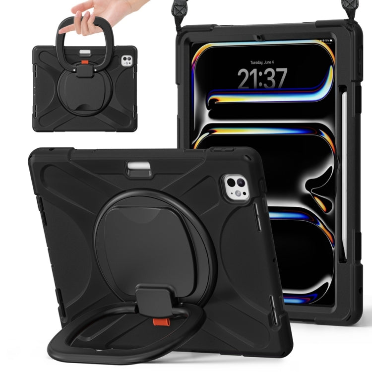 Silicone Hybrid PC Tablet Case with Holder & Shoulder Strap, For iPad Air 13 2026 / 2025 / 2024, For iPad Pro 13 2025 / 2024