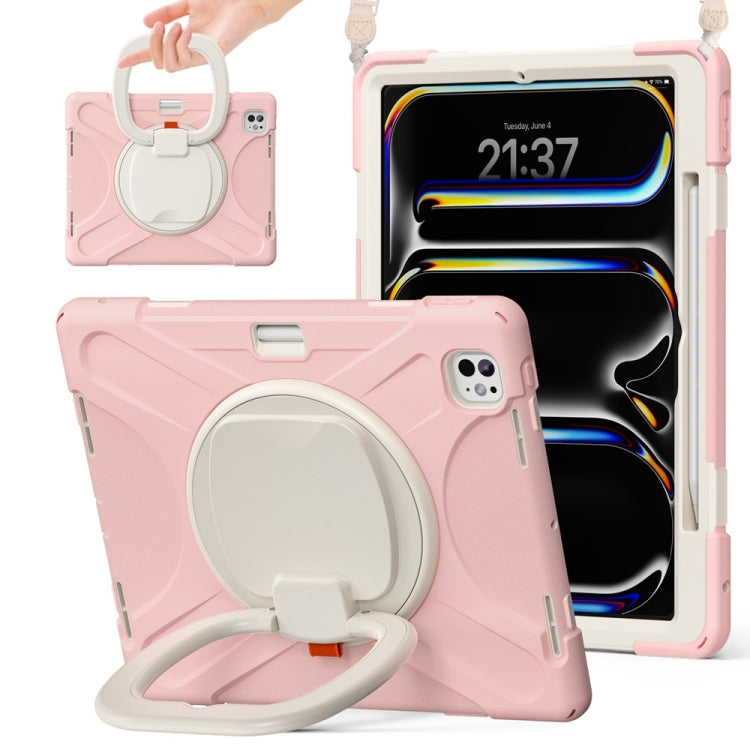 Silicone Hybrid PC Tablet Case with Holder & Shoulder Strap, For iPad Air 13 2026 / 2025 / 2024, For iPad Pro 13 2025 / 2024