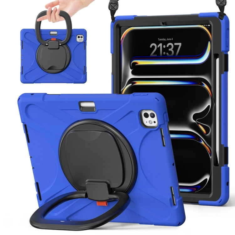 Silicone Hybrid PC Tablet Case with Holder & Shoulder Strap, For iPad Air 13 2026 / 2025 / 2024, For iPad Pro 13 2025 / 2024