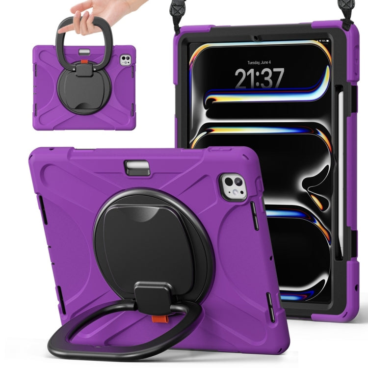 Silicone Hybrid PC Tablet Case with Holder & Shoulder Strap, For iPad Air 13 2026 / 2025 / 2024, For iPad Pro 13 2025 / 2024