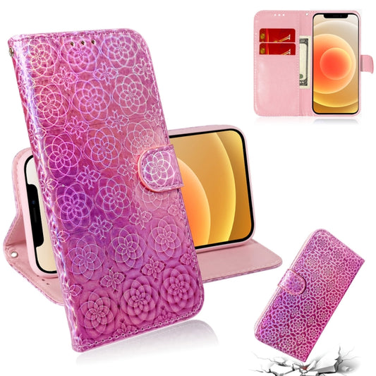 Colorful magnetic PU leather iPhone 12 mini flip case with card slots and wallet holder