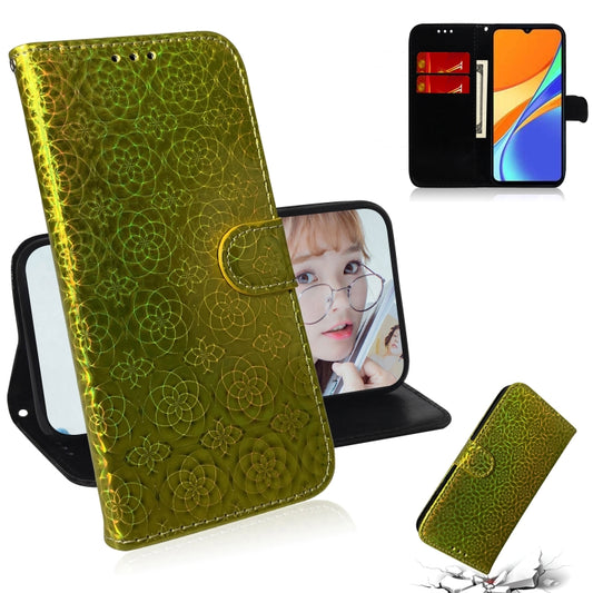 Colorful magnetic flip case for Xiaomi Redmi 9C 9A with card slots and lanyard attachment