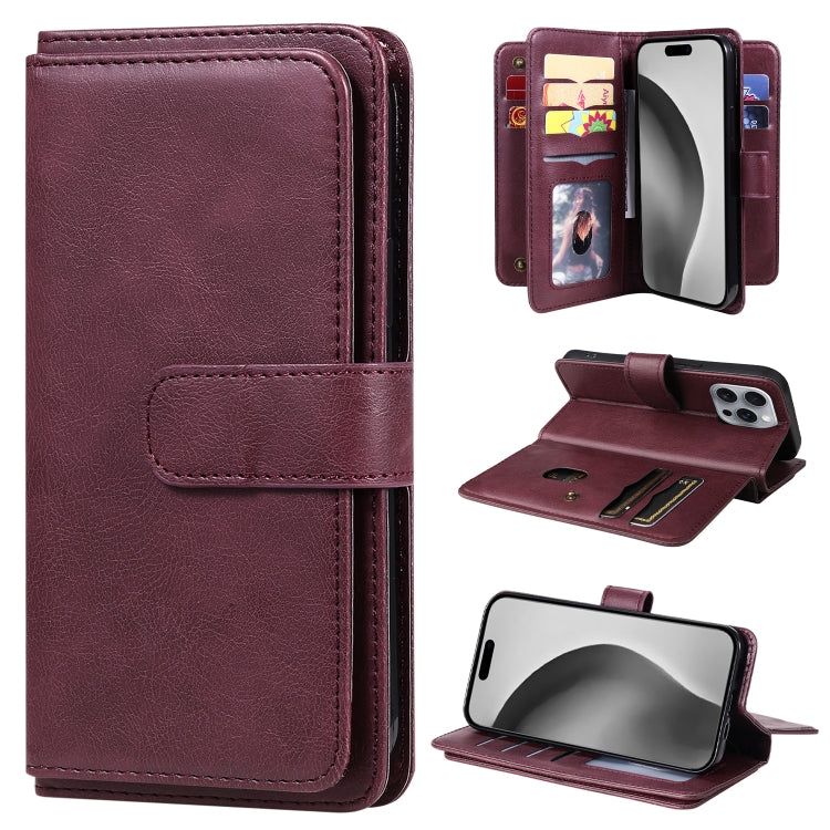 Multi-Function Wallet 10 Card Slots Leather Phone Case, iPhone 16e, For iPhone 16 Pro Max, For iPhone 16 Pro, For iPhone 16 Plus