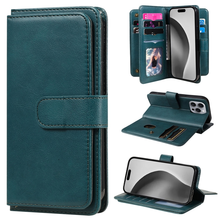 Multi-Function Wallet 10 Card Slots Leather Phone Case, iPhone 16e, For iPhone 16 Pro Max, For iPhone 16 Pro, For iPhone 16 Plus
