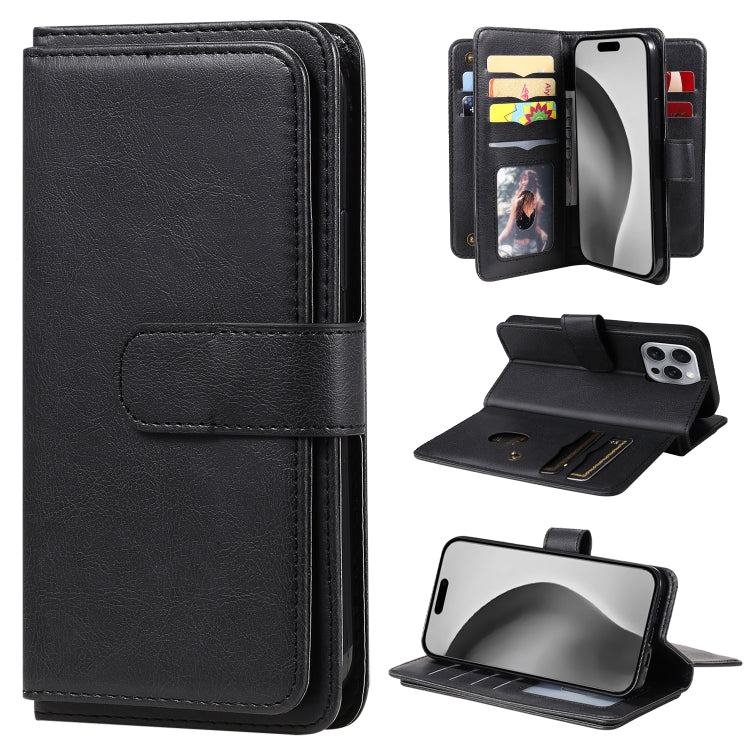 Multi-Function Wallet 10 Card Slots Leather Phone Case, iPhone 16e, For iPhone 16 Pro Max, For iPhone 16 Pro, For iPhone 16 Plus