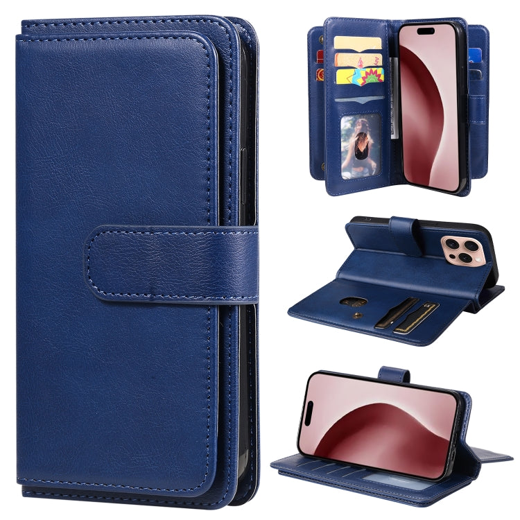 Multi-Function Wallet 10 Card Slots Leather Phone Case, iPhone 16e, For iPhone 16 Pro Max, For iPhone 16 Pro, For iPhone 16 Plus