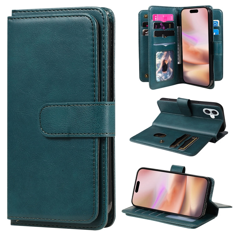 Multi-Function Wallet 10 Card Slots Leather Phone Case, iPhone 16e, For iPhone 16 Pro Max, For iPhone 16 Pro, For iPhone 16 Plus