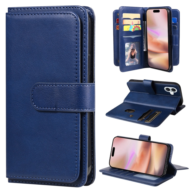 Multi-Function Wallet 10 Card Slots Leather Phone Case, iPhone 16e, For iPhone 16 Pro Max, For iPhone 16 Pro, For iPhone 16 Plus