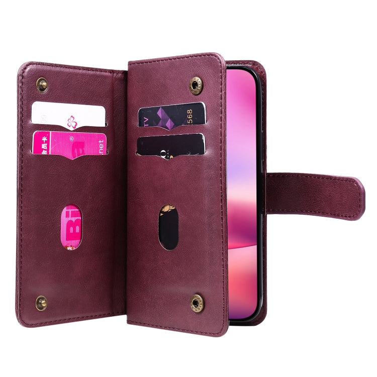 Multi-Function Wallet 10 Card Slots Leather Phone Case, For iPhone 16