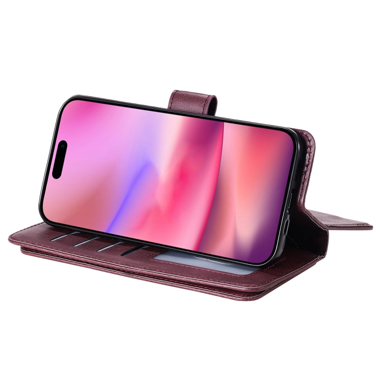 Multi-Function Wallet 10 Card Slots Leather Phone Case, For iPhone 16