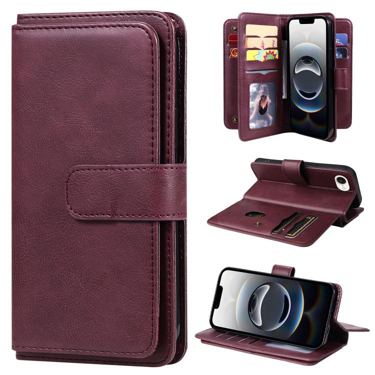 Multi-Function Wallet 10 Card Slots Leather Phone Case, iPhone 16e, For iPhone 16 Pro Max, For iPhone 16 Pro, For iPhone 16 Plus