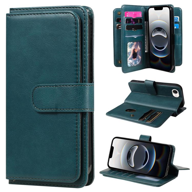 Multi-Function Wallet 10 Card Slots Leather Phone Case, iPhone 16e, For iPhone 16 Pro Max, For iPhone 16 Pro, For iPhone 16 Plus