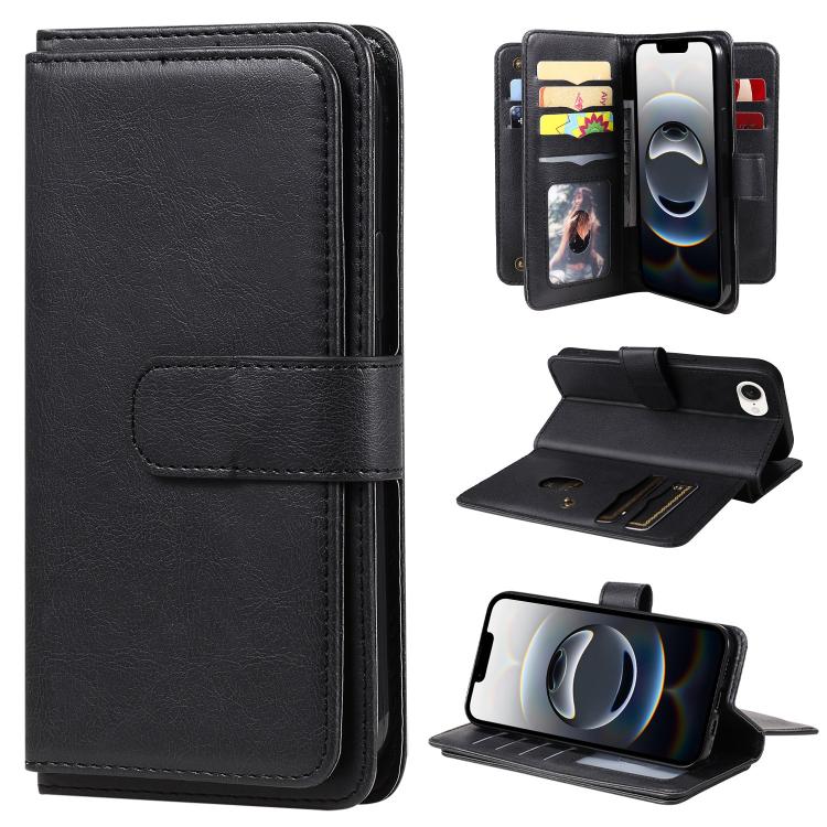 Multi-Function Wallet 10 Card Slots Leather Phone Case, iPhone 16e, For iPhone 16 Pro Max, For iPhone 16 Pro, For iPhone 16 Plus