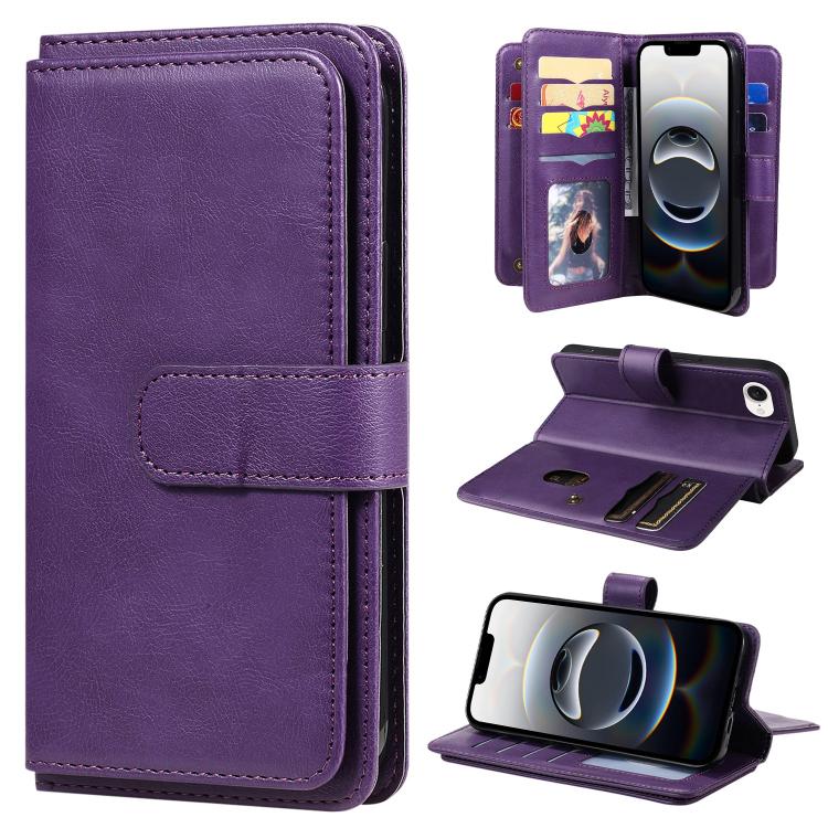 Multi-Function Wallet 10 Card Slots Leather Phone Case, iPhone 16e, For iPhone 16 Pro Max, For iPhone 16 Pro, For iPhone 16 Plus