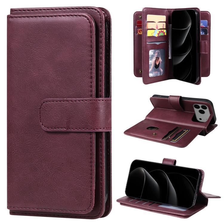 Multi-Function Wallet 10 Card Slots Leather Phone Case, For iPhone 17 Pro Max, For iPhone 17 Pro, For iPhone 17, For iPhone 17 Air