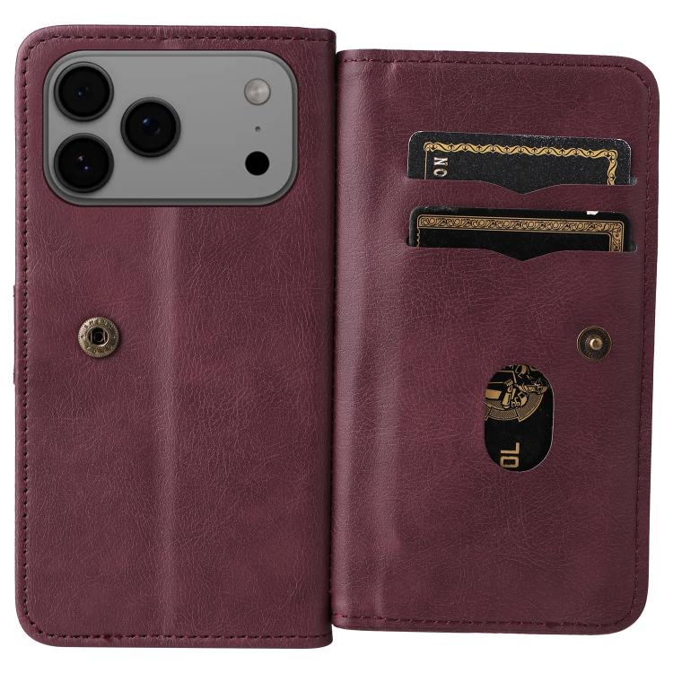 Multi-Function Wallet 10 Card Slots Leather Phone Case, For iPhone 17 Pro Max, For iPhone 17 Pro, For iPhone 17, For iPhone 17 Air