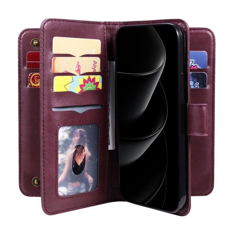 Multi-Function Wallet 10 Card Slots Leather Phone Case, For iPhone 17 Pro Max, For iPhone 17 Pro, For iPhone 17, For iPhone 17 Air