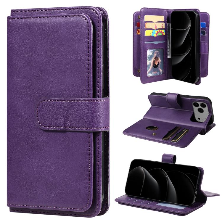 Multi-Function Wallet 10 Card Slots Leather Phone Case, For iPhone 17 Pro Max, For iPhone 17 Pro, For iPhone 17, For iPhone 17 Air