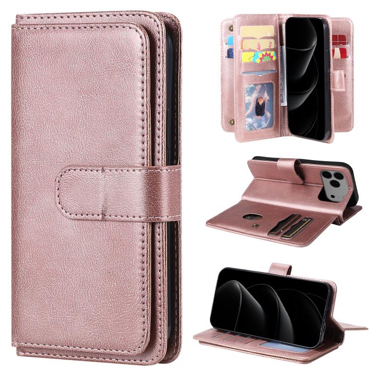 Multi-Function Wallet 10 Card Slots Leather Phone Case, For iPhone 17 Pro Max, For iPhone 17 Pro, For iPhone 17, For iPhone 17 Air
