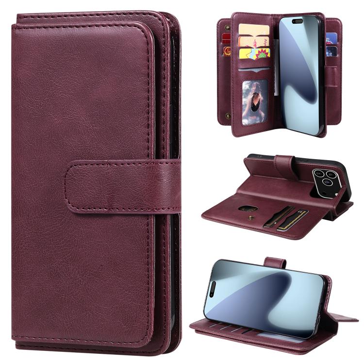 Multi-Function Wallet 10 Card Slots Leather Phone Case, For iPhone 17 Pro Max, For iPhone 17 Pro, For iPhone 17, For iPhone 17 Air