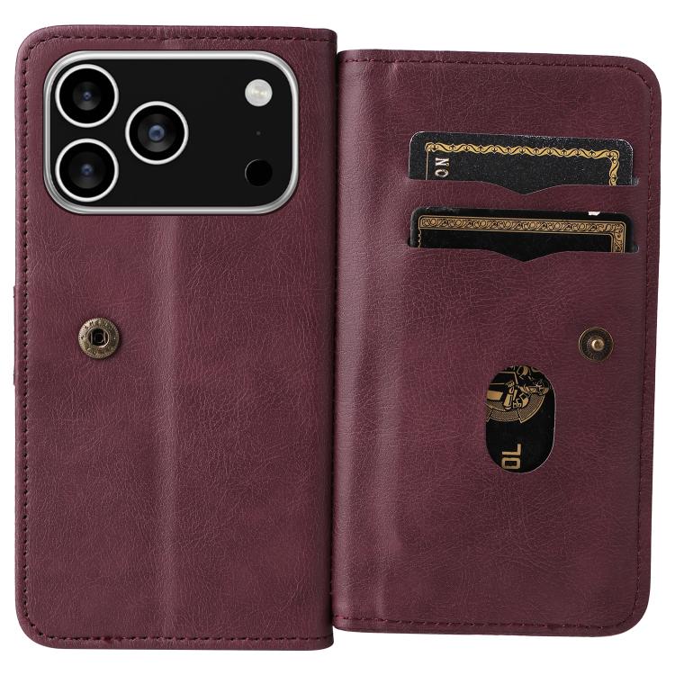 Multi-Function Wallet 10 Card Slots Leather Phone Case, For iPhone 17 Pro Max, For iPhone 17 Pro, For iPhone 17, For iPhone 17 Air