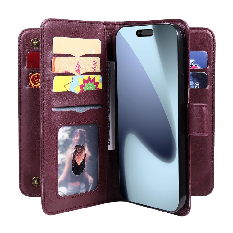 Multi-Function Wallet 10 Card Slots Leather Phone Case, For iPhone 17 Pro Max, For iPhone 17 Pro, For iPhone 17, For iPhone 17 Air