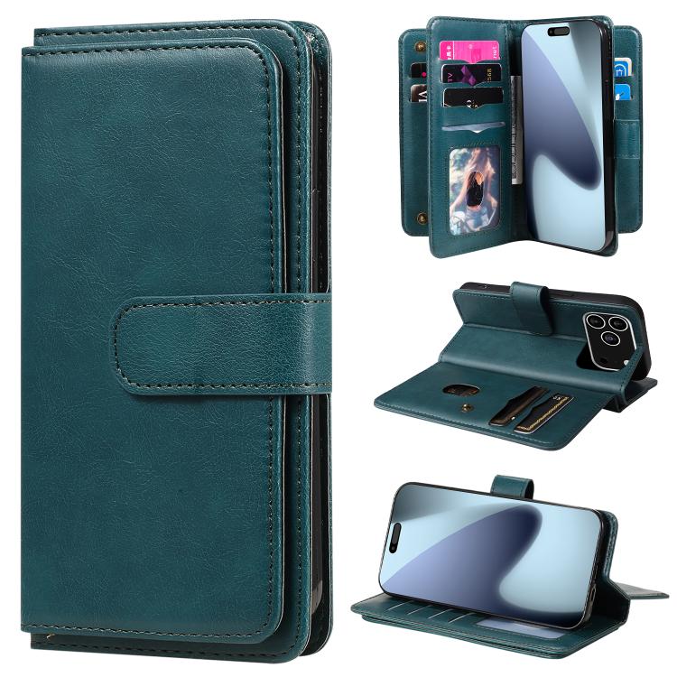 Multi-Function Wallet 10 Card Slots Leather Phone Case, For iPhone 17 Pro Max, For iPhone 17 Pro, For iPhone 17, For iPhone 17 Air