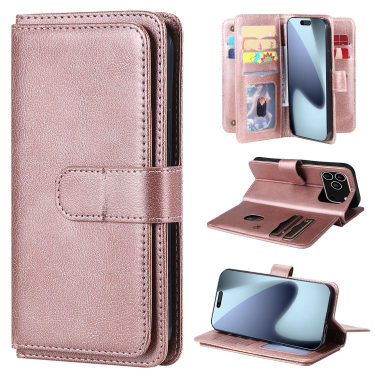 Multi-Function Wallet 10 Card Slots Leather Phone Case, For iPhone 17 Pro Max, For iPhone 17 Pro, For iPhone 17, For iPhone 17 Air