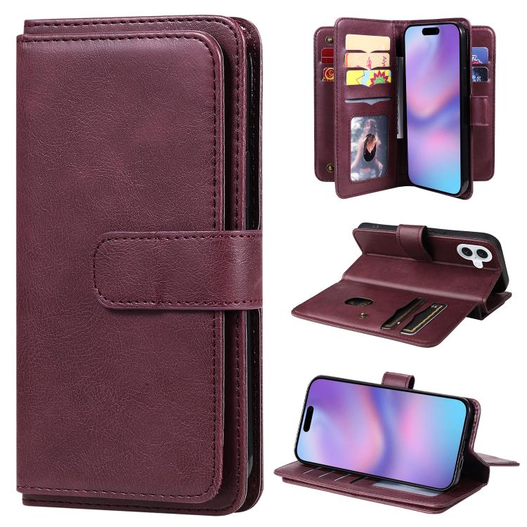Multi-Function Wallet 10 Card Slots Leather Phone Case, For iPhone 17 Pro Max, For iPhone 17 Pro, For iPhone 17, For iPhone 17 Air