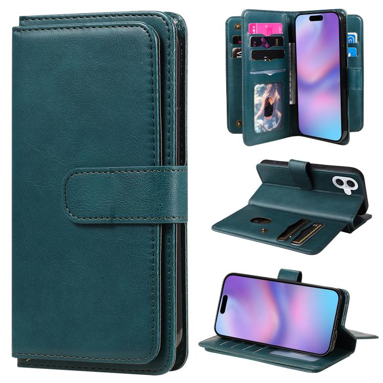 Multi-Function Wallet 10 Card Slots Leather Phone Case, For iPhone 17 Pro Max, For iPhone 17 Pro, For iPhone 17, For iPhone 17 Air