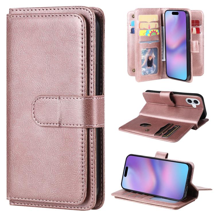 Multi-Function Wallet 10 Card Slots Leather Phone Case, For iPhone 17 Pro Max, For iPhone 17 Pro, For iPhone 17, For iPhone 17 Air