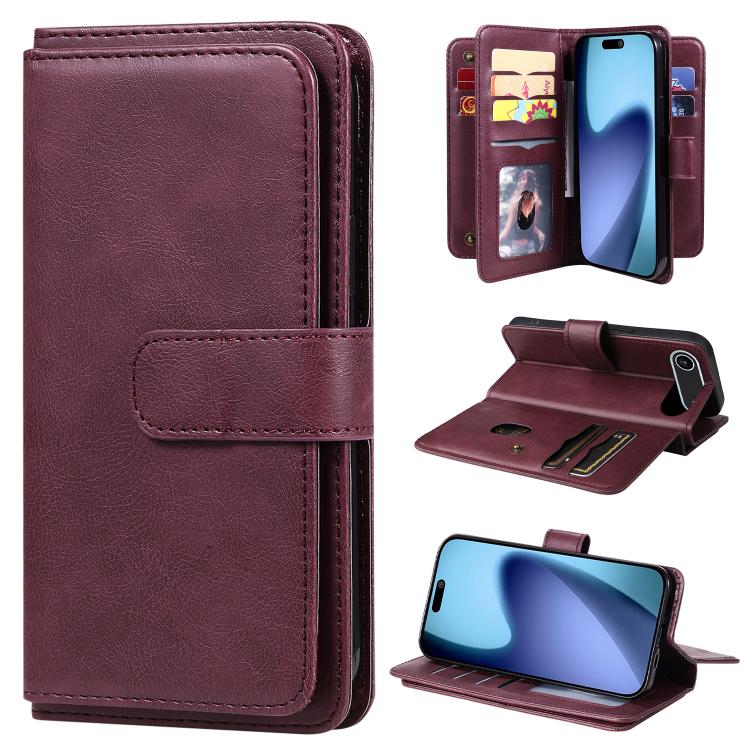 Multi-Function Wallet 10 Card Slots Leather Phone Case, For iPhone 17 Pro Max, For iPhone 17 Pro, For iPhone 17, For iPhone 17 Air