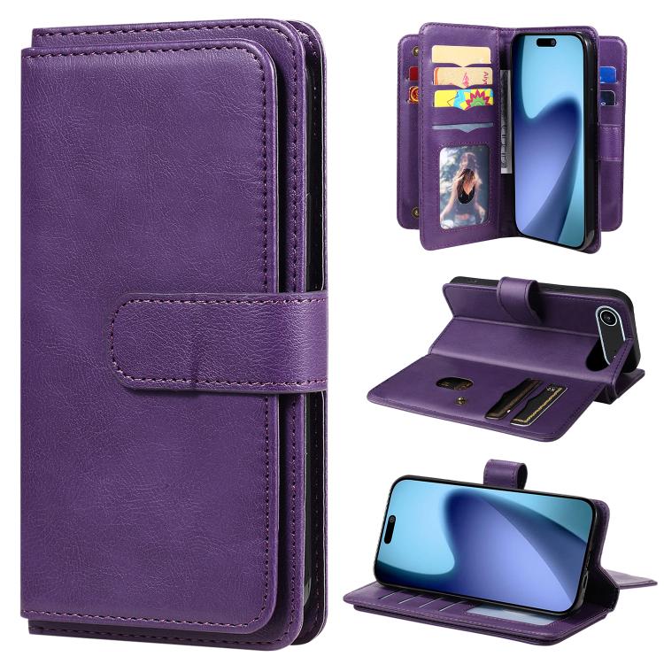 Multi-Function Wallet 10 Card Slots Leather Phone Case, For iPhone 17 Pro Max, For iPhone 17 Pro, For iPhone 17, For iPhone 17 Air