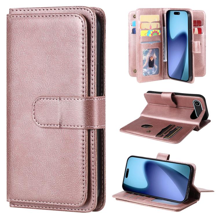 Multi-Function Wallet 10 Card Slots Leather Phone Case, For iPhone 17 Pro Max, For iPhone 17 Pro, For iPhone 17, For iPhone 17 Air