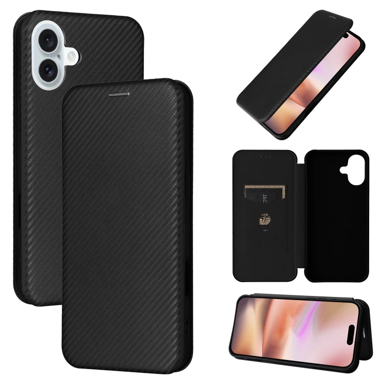 Carbon Fiber Texture Flip Leather Phone Case, For iPhone SE 2024, For iPhone 16 Pro Max, For iPhone 16 Pro, For iPhone 16 Plus