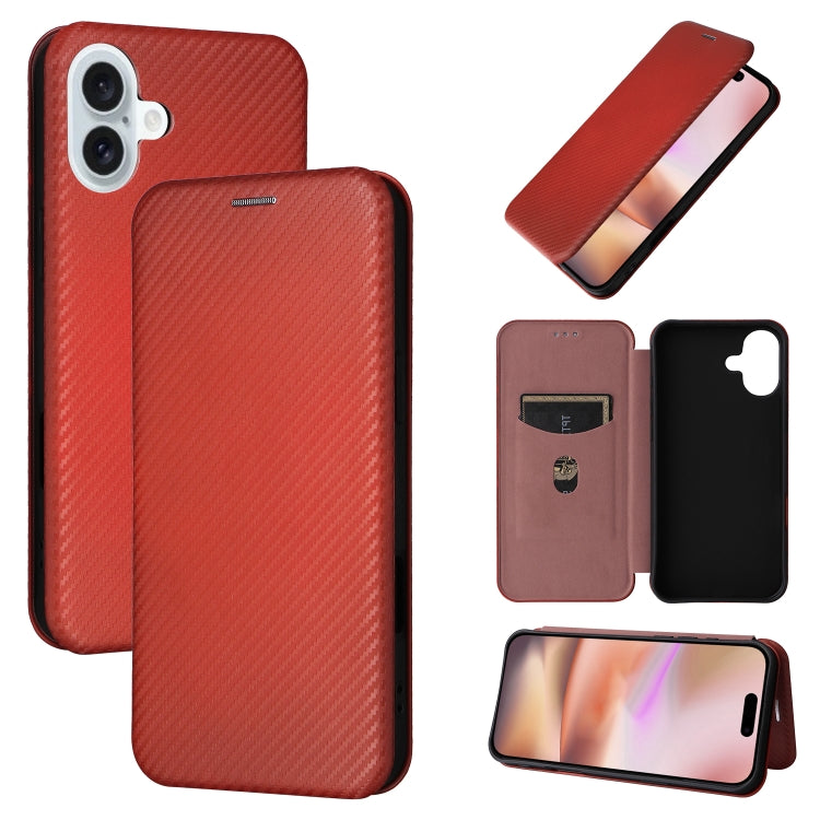 Carbon Fiber Texture Flip Leather Phone Case, For iPhone SE 2024, For iPhone 16 Pro Max, For iPhone 16 Pro, For iPhone 16 Plus