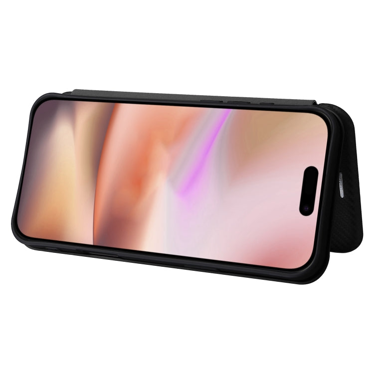 Carbon Fiber Texture Flip Leather Phone Case, For iPhone 16