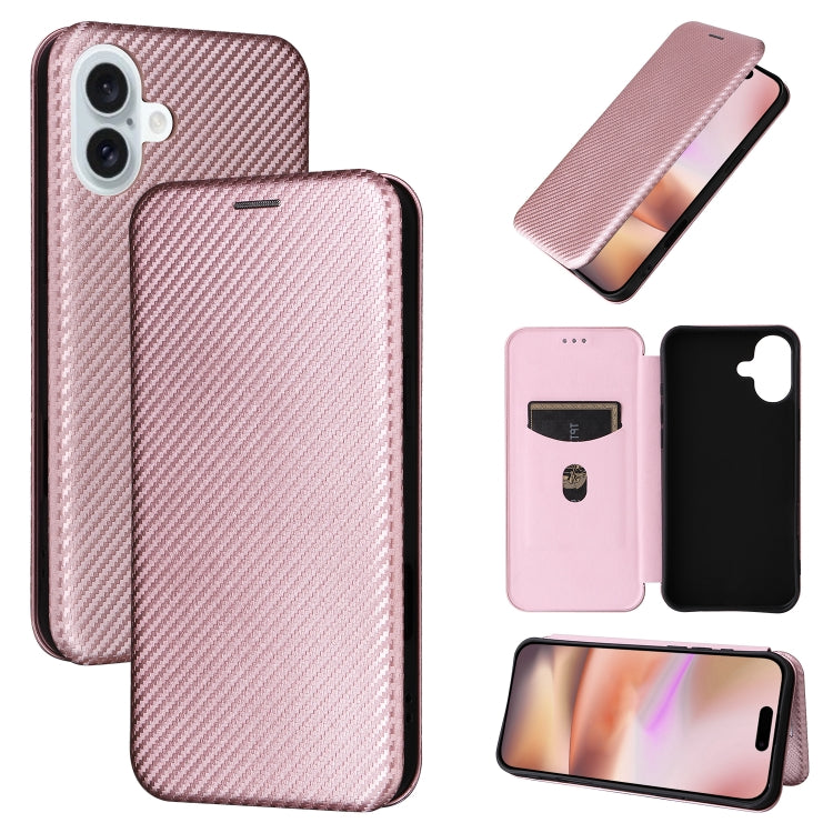 Carbon Fiber Texture Flip Leather Phone Case, For iPhone 16