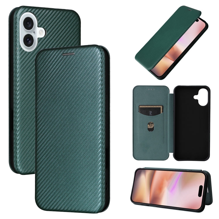 Carbon Fiber Texture Flip Leather Phone Case, For iPhone 16