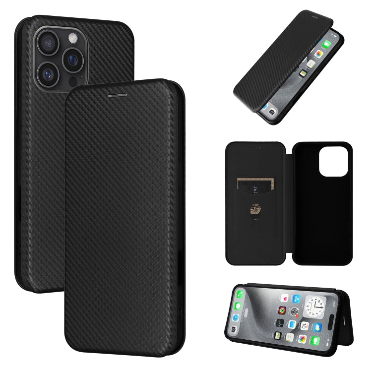 Carbon Fiber Texture Flip Leather Phone Case, For iPhone SE 2024, For iPhone 16 Pro Max, For iPhone 16 Pro, For iPhone 16 Plus
