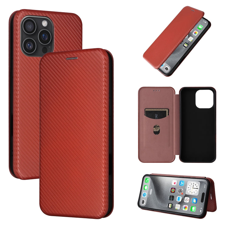 Carbon Fiber Texture Flip Leather Phone Case, For iPhone SE 2024, For iPhone 16 Pro Max, For iPhone 16 Pro, For iPhone 16 Plus
