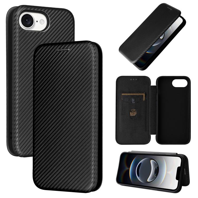 Carbon Fiber Texture Flip Leather Phone Case, For iPhone SE 2024, For iPhone 16 Pro Max, For iPhone 16 Pro, For iPhone 16 Plus