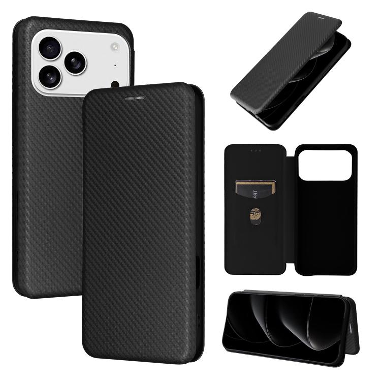 Carbon Fiber Texture Flip Leather Phone Case, For iPhone 17 Pro Max, For iPhone 17 Pro, For iPhone 17, For iPhone 17 Air